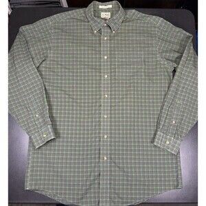 LL Bean Shirt Men's L-Tall Trad Fit Button Down Wrinkle Resistant Green Plaid